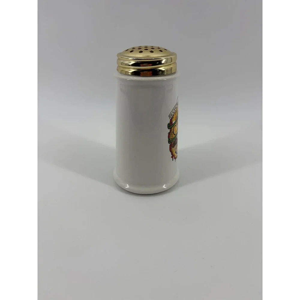 Vintage Himark San‎ Remo Italia Ceramic Cheese Shaker White Gold Lid